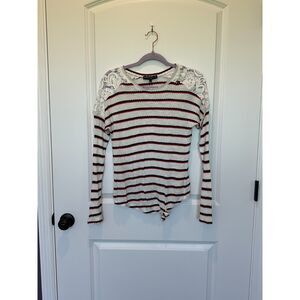 NWT Generation Love Bleeker Red White Blue Lace Shoulder Top Size XS